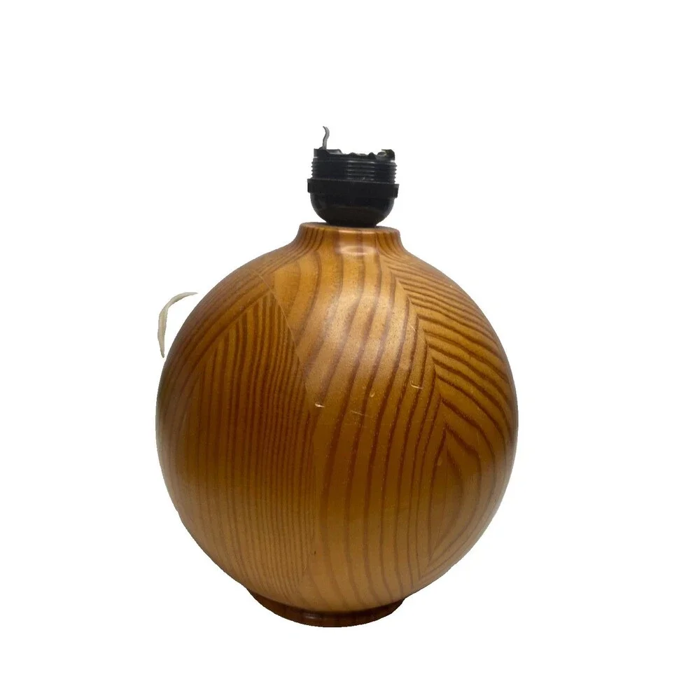 Vintage Ikea round designer pine Table Lamp Scandinavian Design MCM